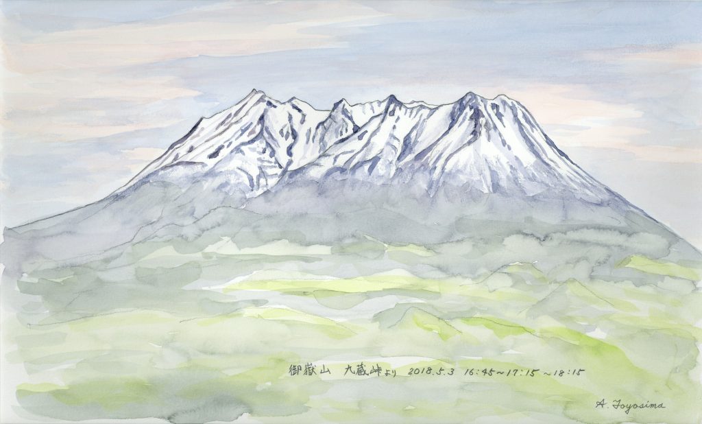 夕暮れ迫る御嶽山（九蔵峠より） | 山の絵つなぐサイトbyjRO