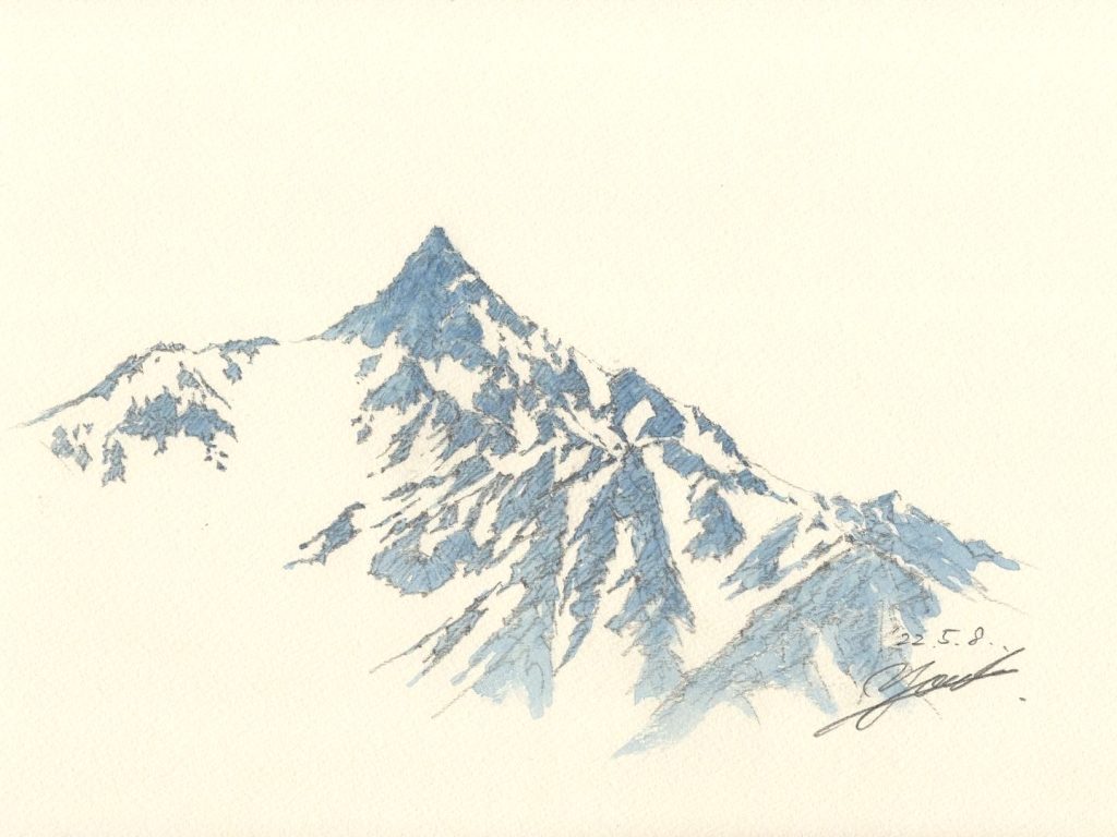 夕焼けの槍ヶ岳 (木村秀峰画伯) 夕焼けの槍ヶ岳 (木村秀峰画伯)