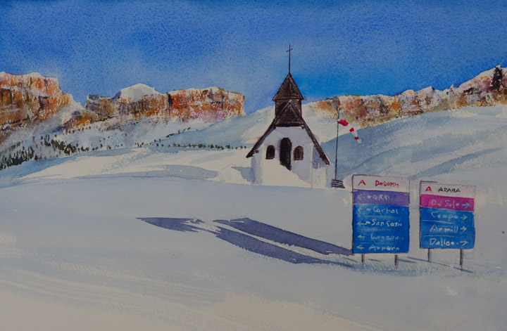 アルプスの小さな教会 - 絵画